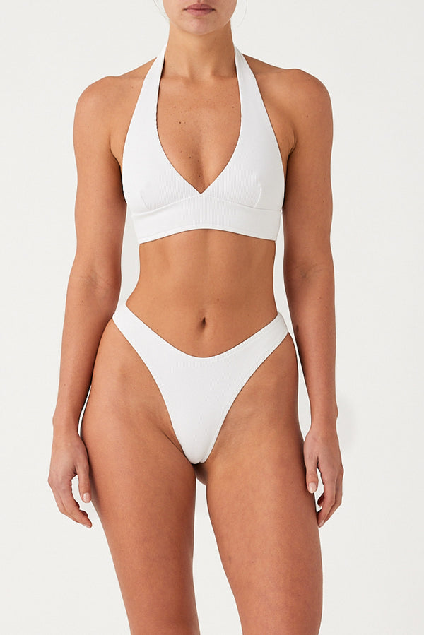 Signature Stripe Thong Brief - White