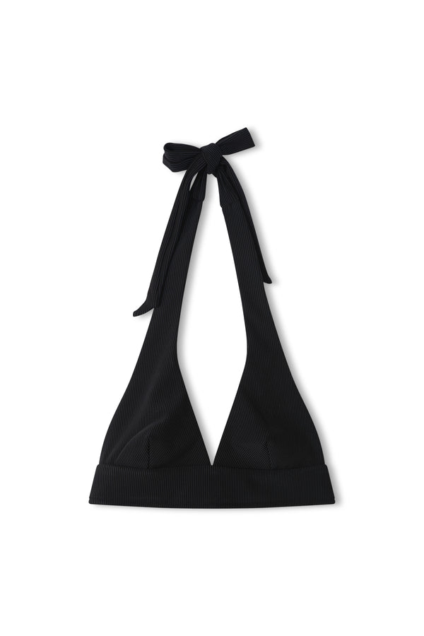 Signature Stripe Halter Top - Black