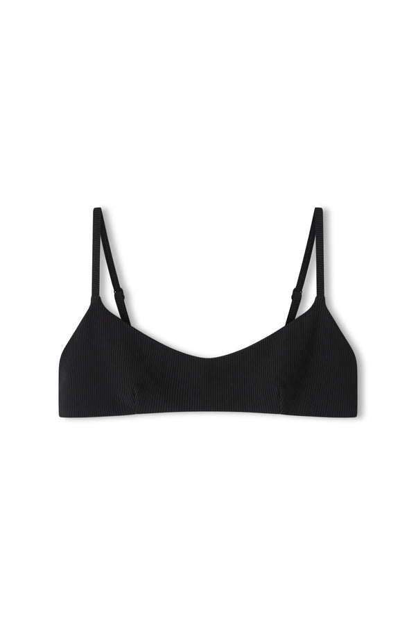 Signature Stripe Minimal Bralette Top - Black