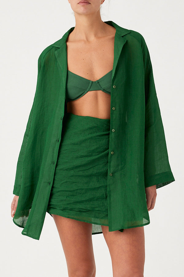 Signature Ramie Shirt - Tallow Green