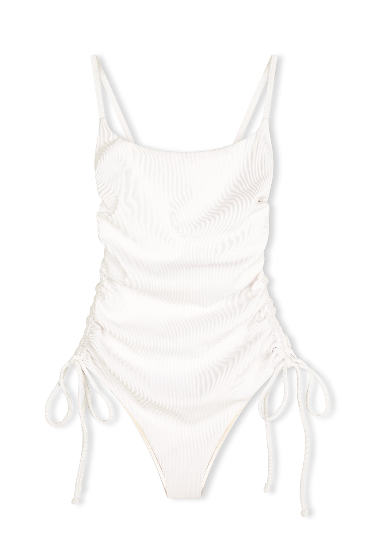 Signature Stripe Gathered One Piece - White