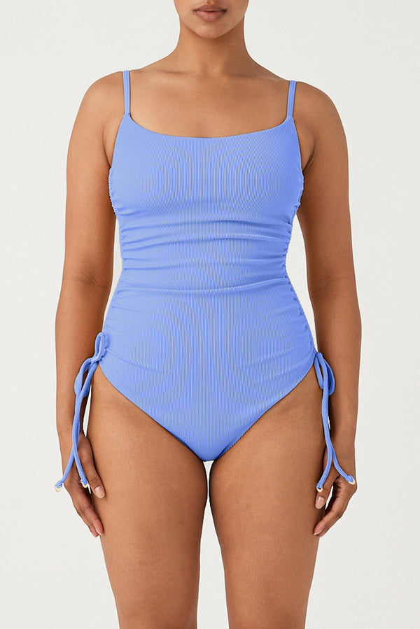 Signature Stripe Gathered One Piece - Sky