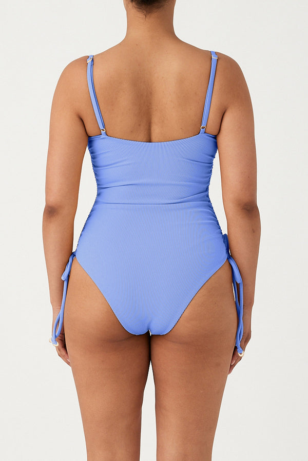 Signature Stripe Gathered One Piece - Sky