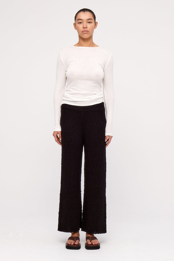 Black Boucle Knit Pant