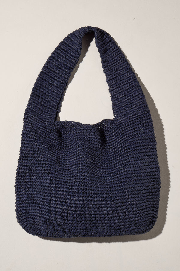 Large Straw Tote Bag - Navy