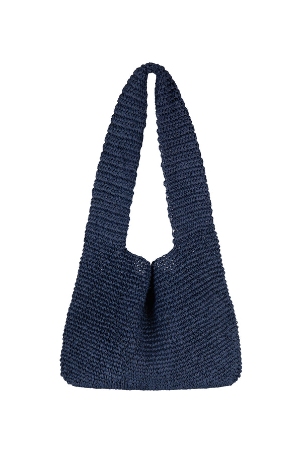 Large Straw Tote Bag - Navy