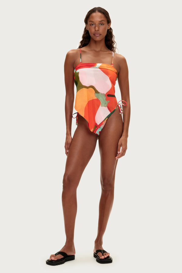 Cotton Silk Scarf - Red Floral