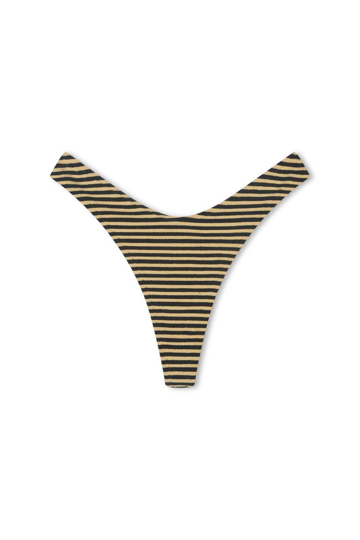 Towelling Thong Brief - Black Stripe