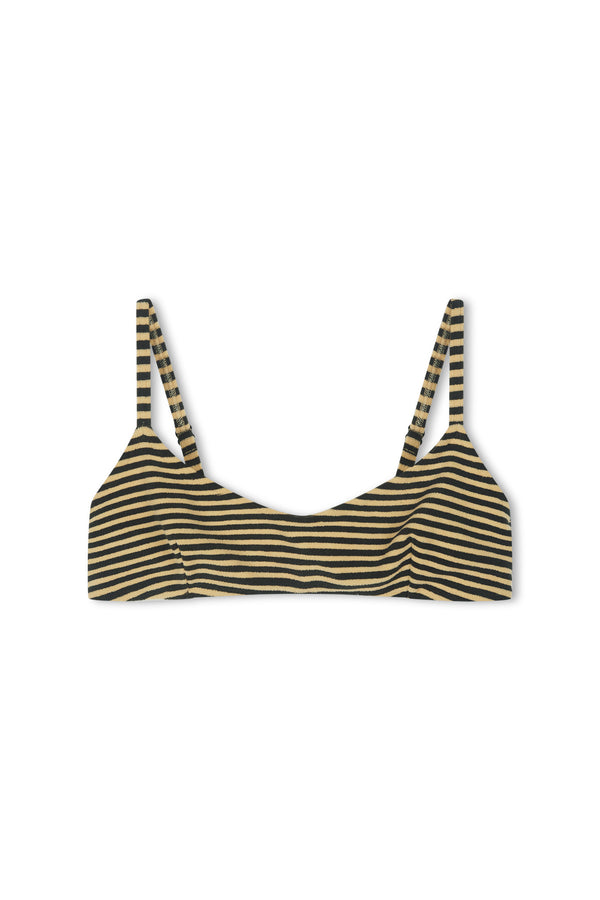 Towelling Minimal Bralette Top - Black Stripe
