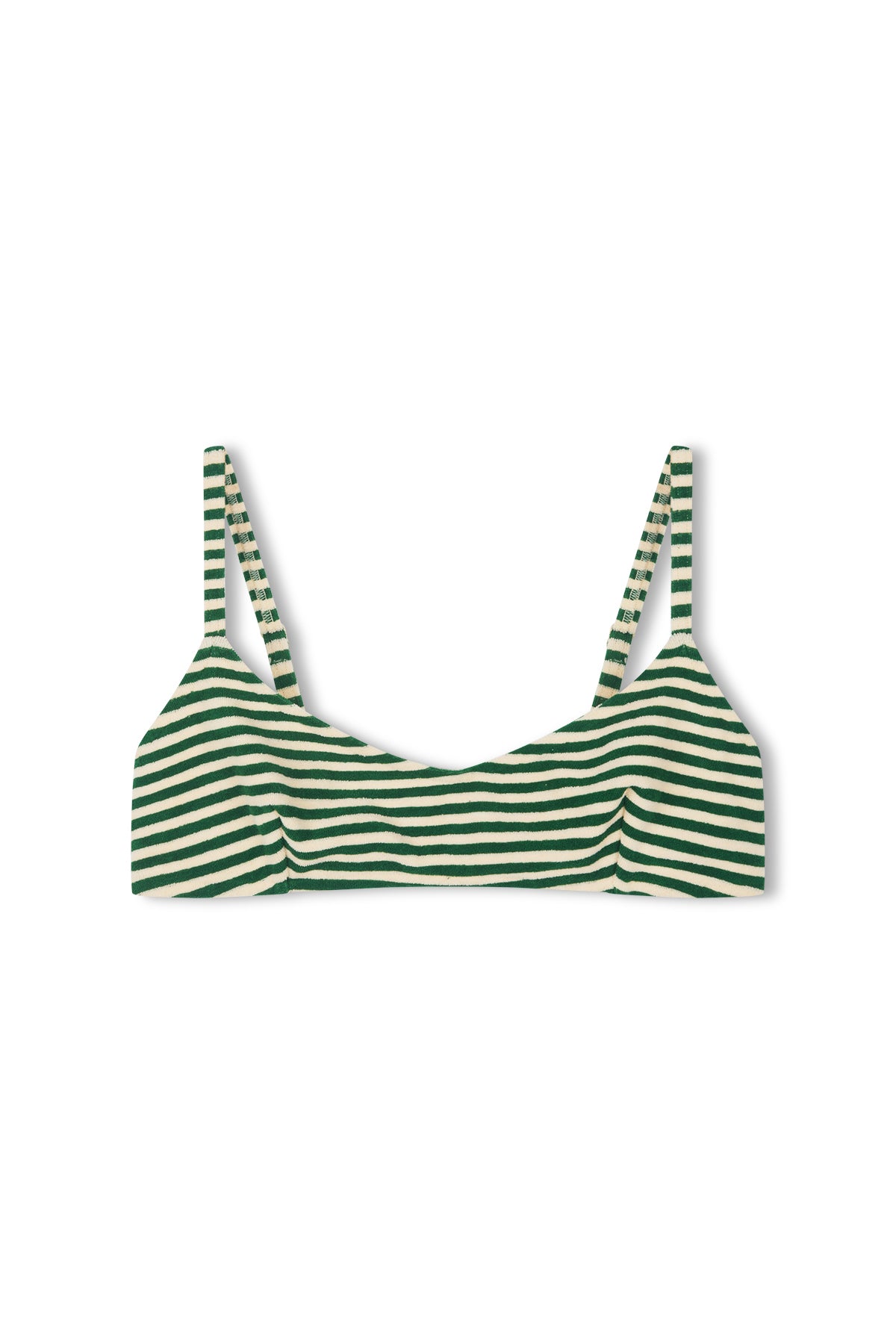 Towelling Minimal Bralette Top - Green Stripe
