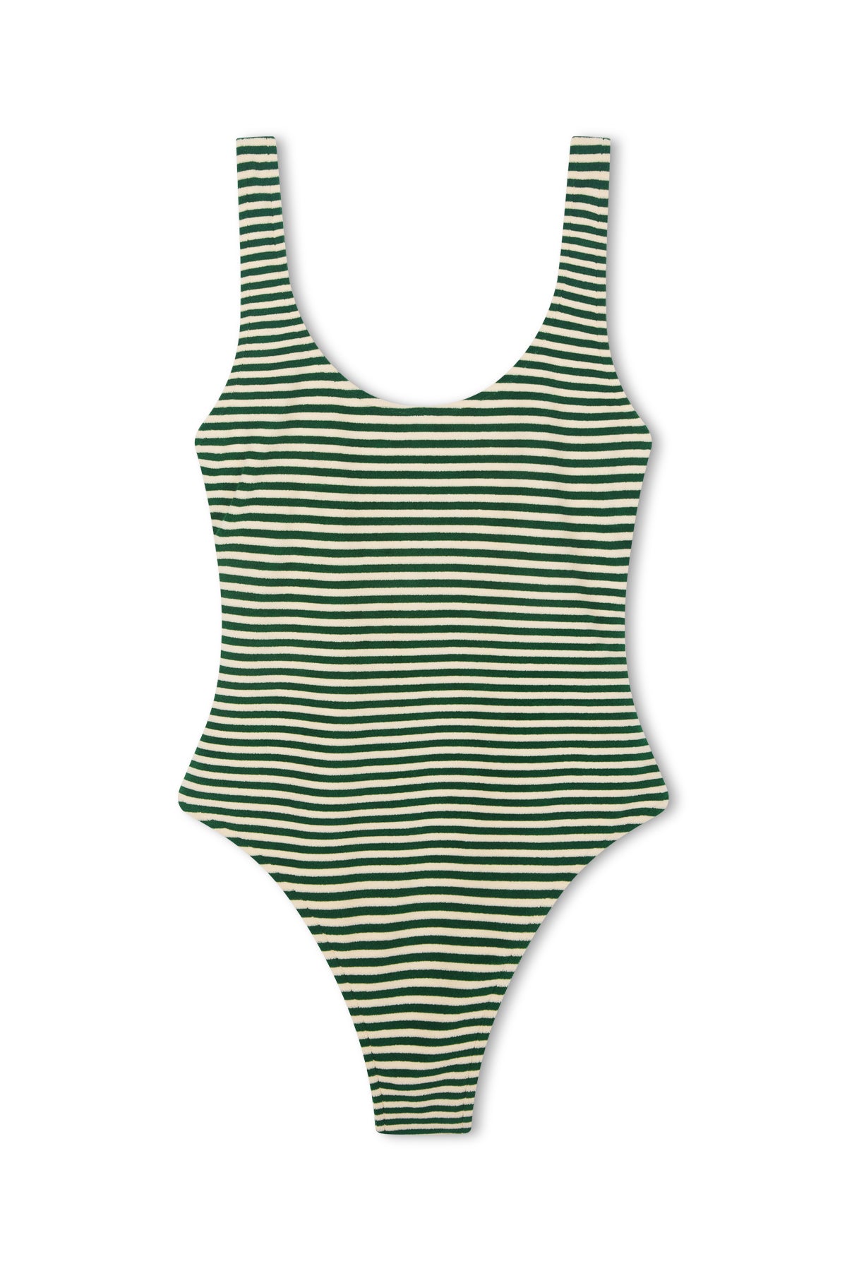 Towelling Scoop One Piece - Green Stripe