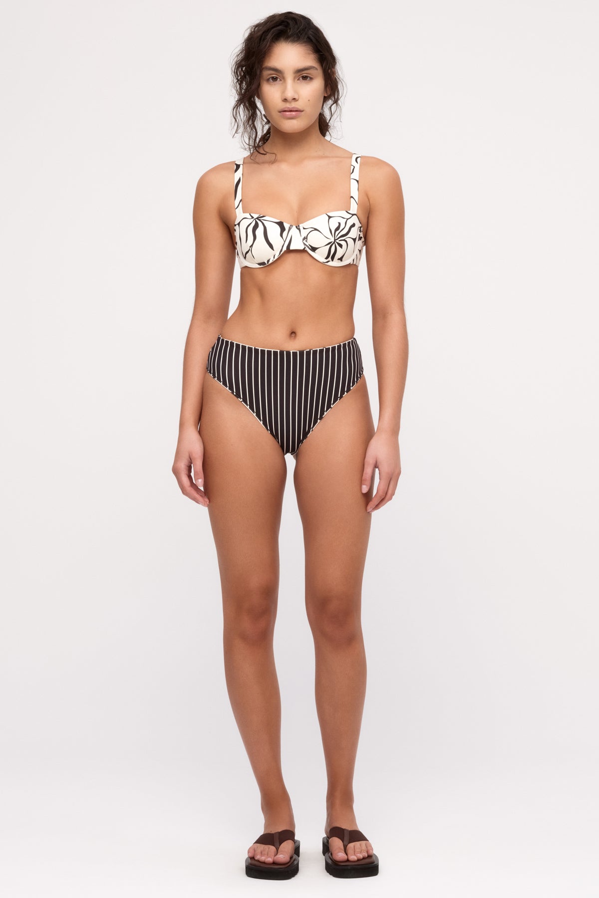 Reversible Waisted Full Brief - Cream Flower