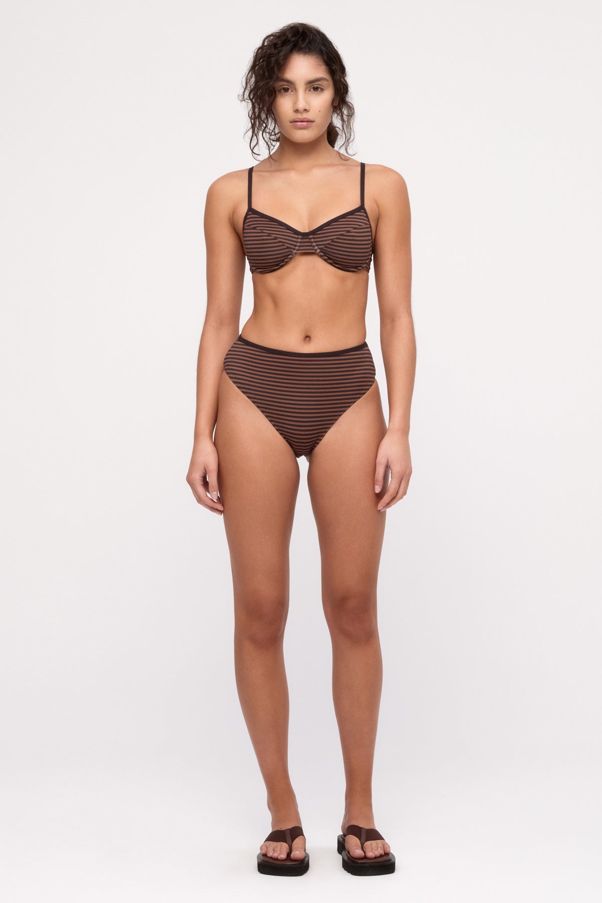 Waisted Full Brief - Brown Stripe