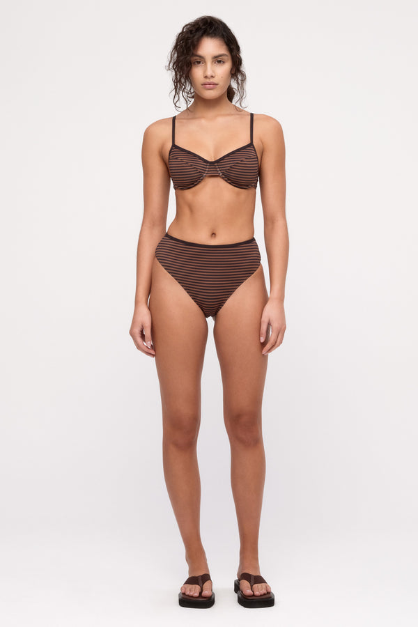 Waisted Full Brief - Brown Stripe