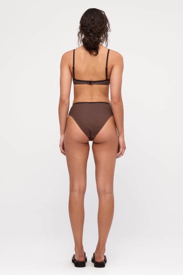 Balconette Bra Cup Top - Brown Stripe