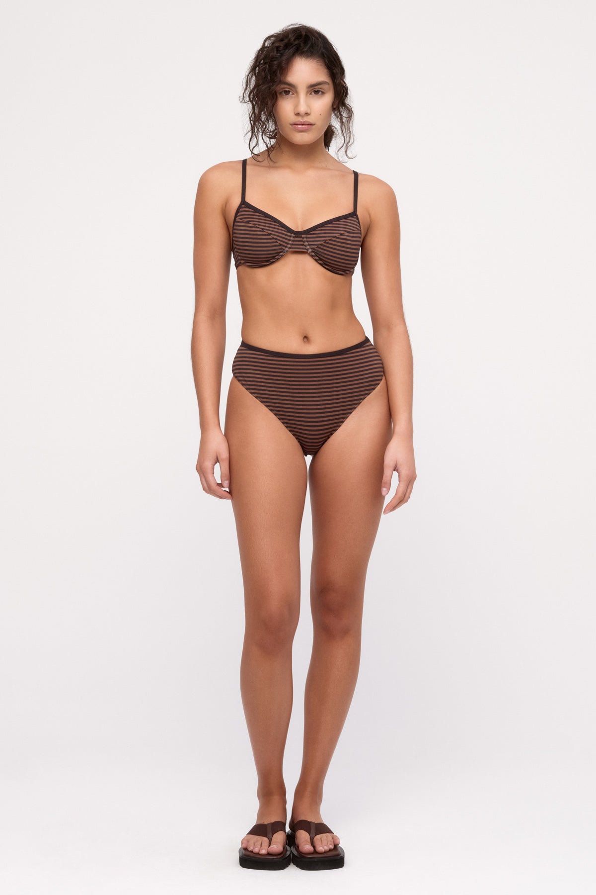 Waisted Full Brief - Brown Stripe