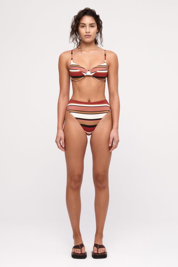 Balconette Bra Cup Top - Earth Stripe