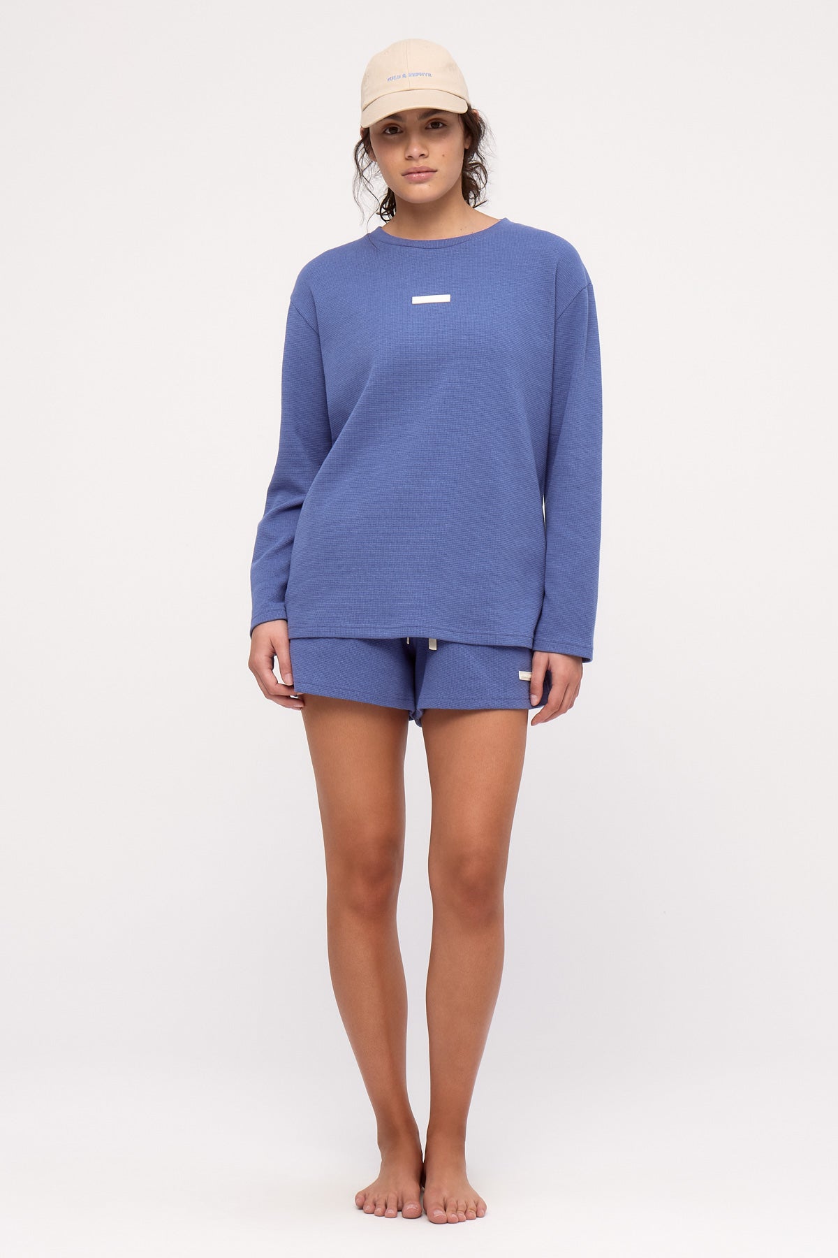 Waffle Long Sleeve Sport Tee - Blue