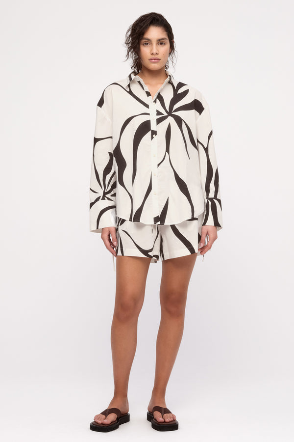 Cotton Short - Cream Flower