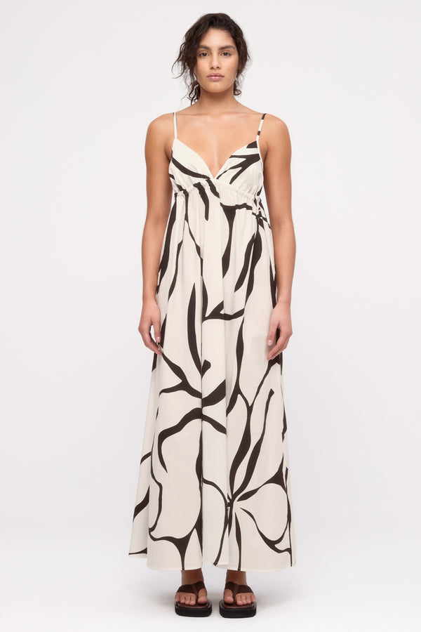 Cotton Dress - Cream Flower