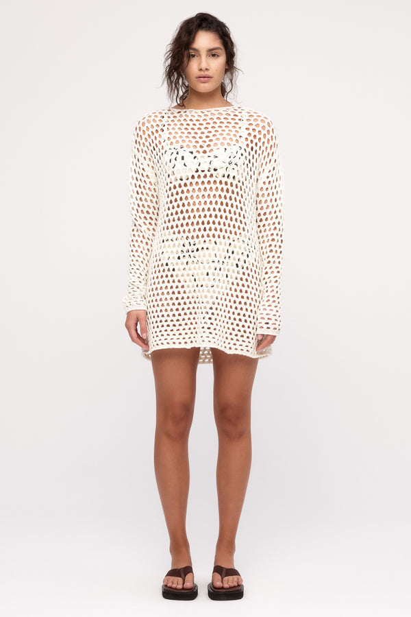 Crochet Knit Tunic Dress - Coconut