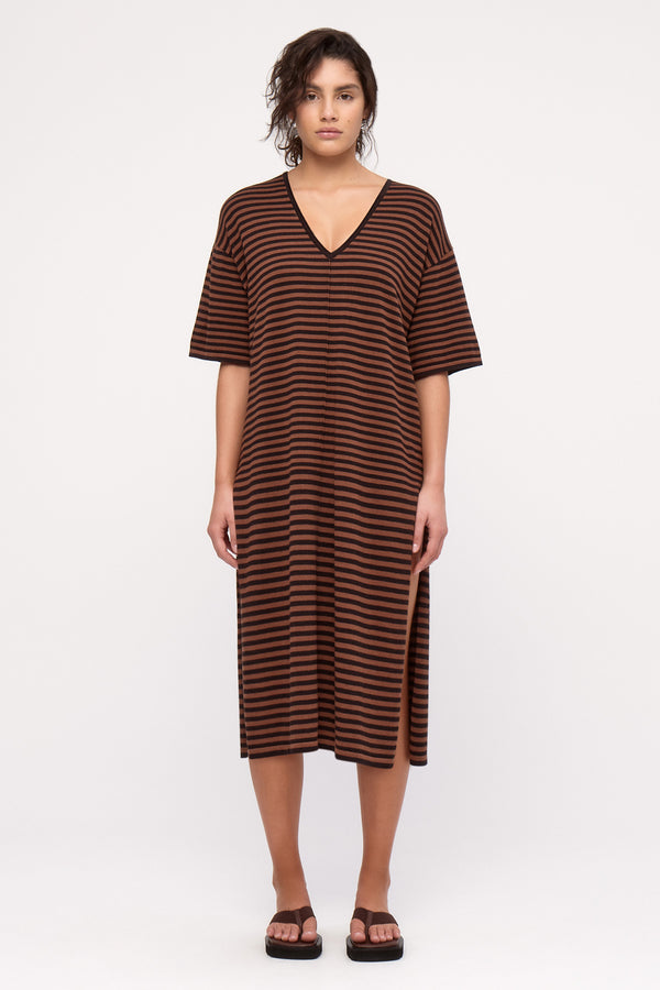 Knit Dress - Brown Stripe