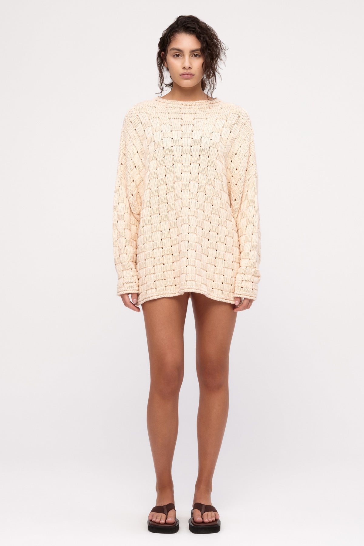 Basketweave Knit Jumper - Natural