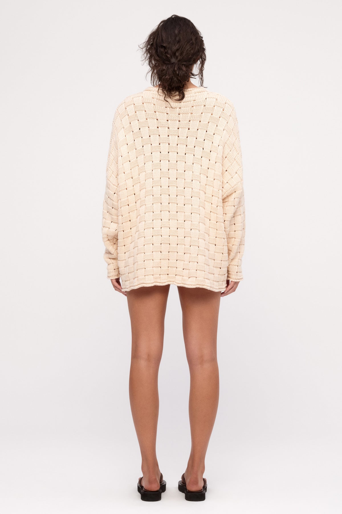 Basketweave Knit Jumper - Natural
