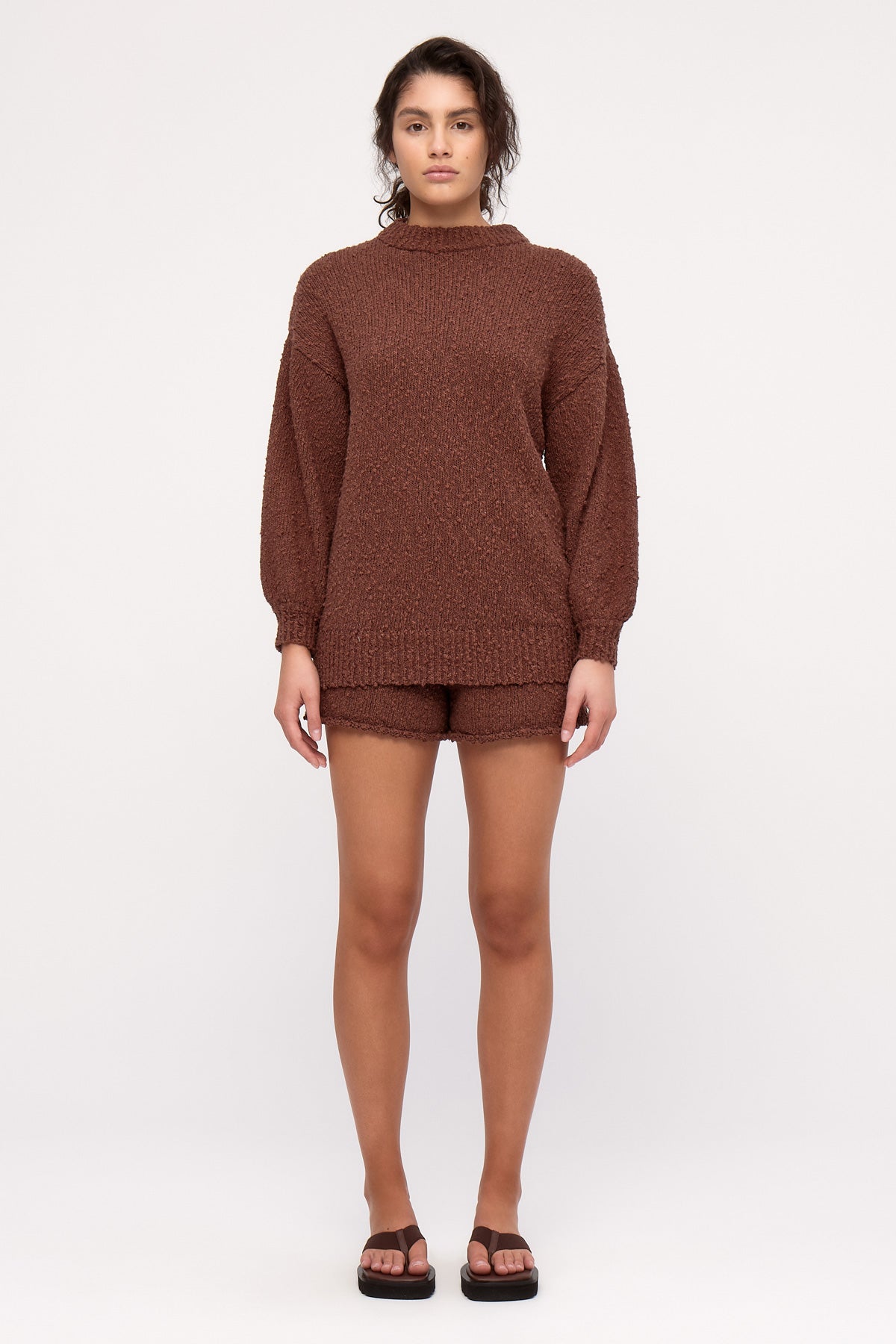 Boucle Knit Jumper - Carob