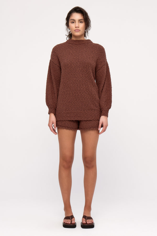 Boucle Knit Jumper - Carob