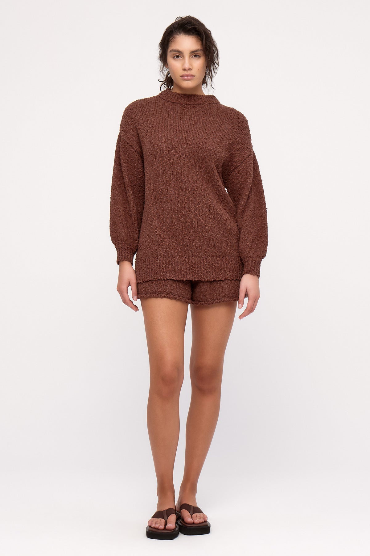 Boucle Knit Jumper - Carob