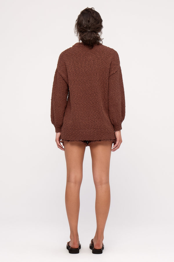 Boucle Knit Jumper - Carob
