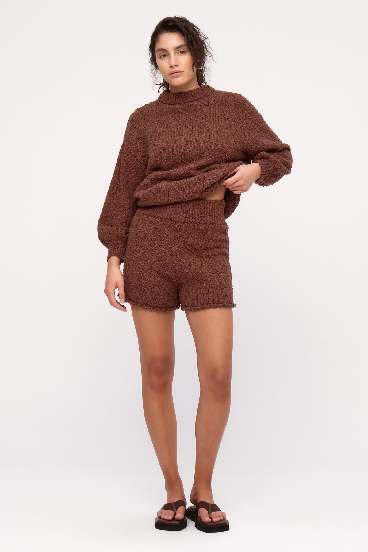 Boucle Knit Short - Carob
