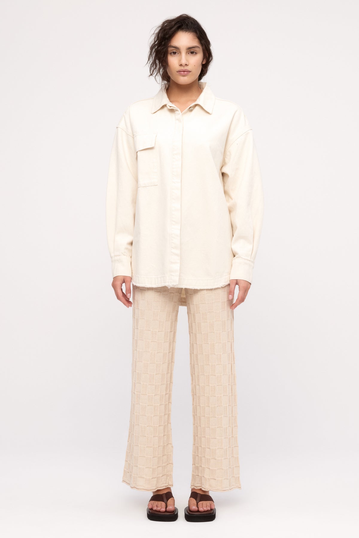 Basketweave Knit Pant - Natural