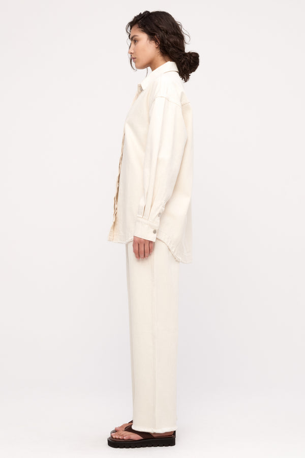 Organic Denim Shirt Jacket - Coconut
