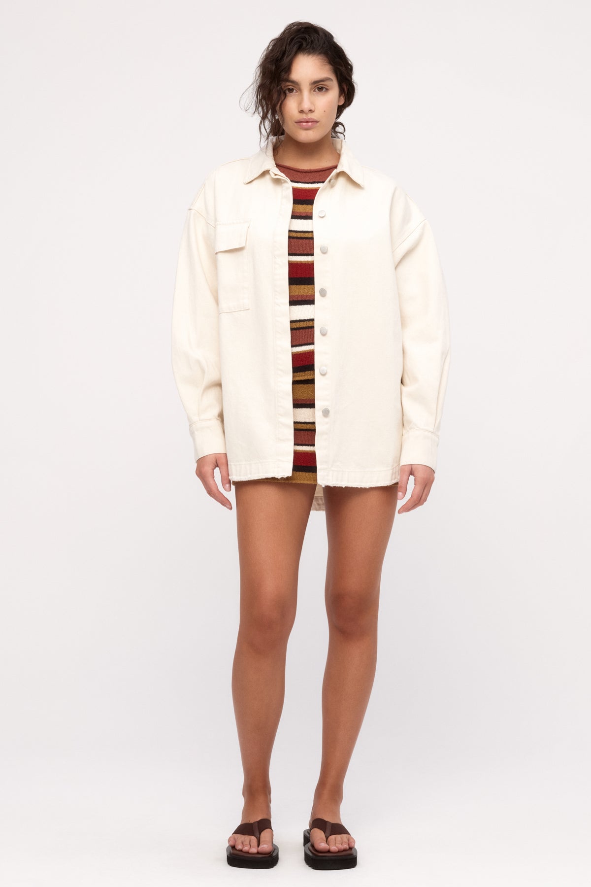 Organic Denim Shirt Jacket - Coconut