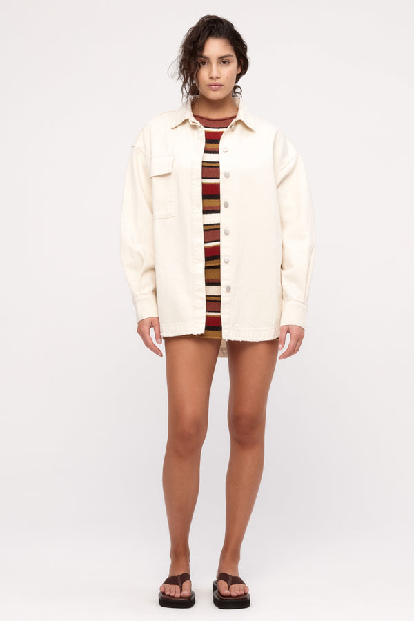 Organic Denim Shirt Jacket - Coconut