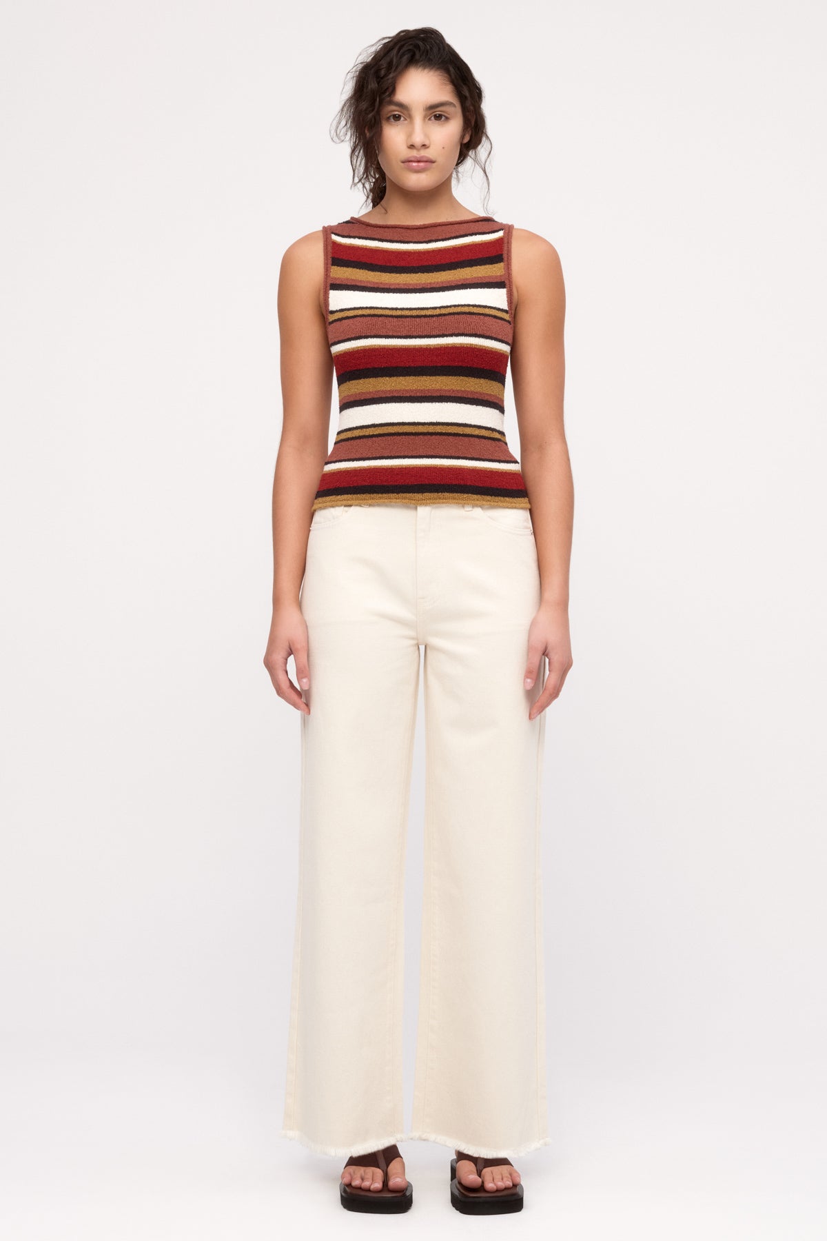 Textured Knit Tank - Earth Stripe