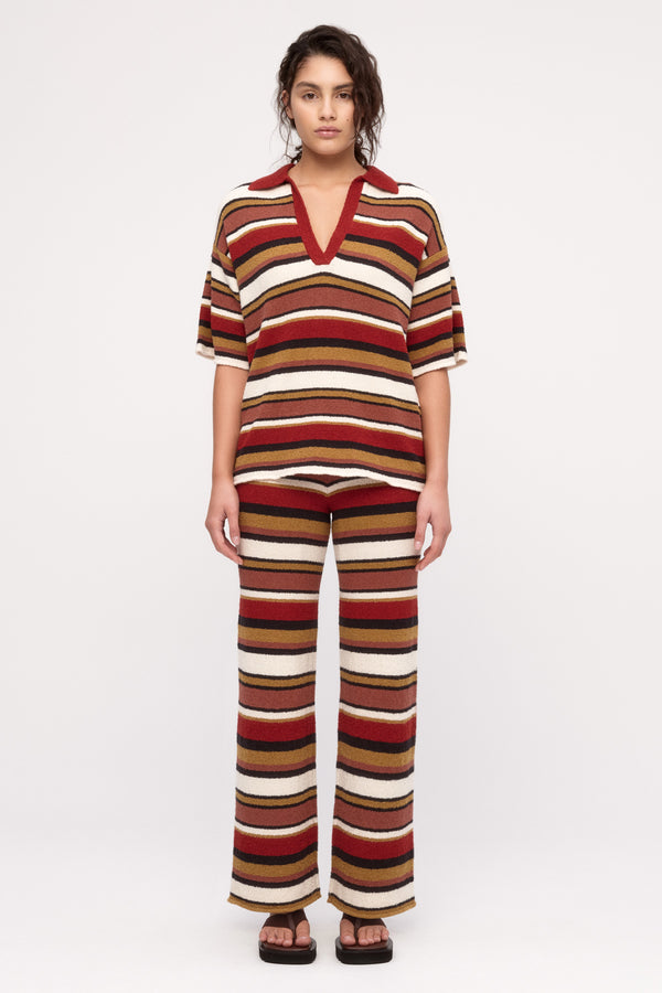 Textured Knit Shirt - Earth Red