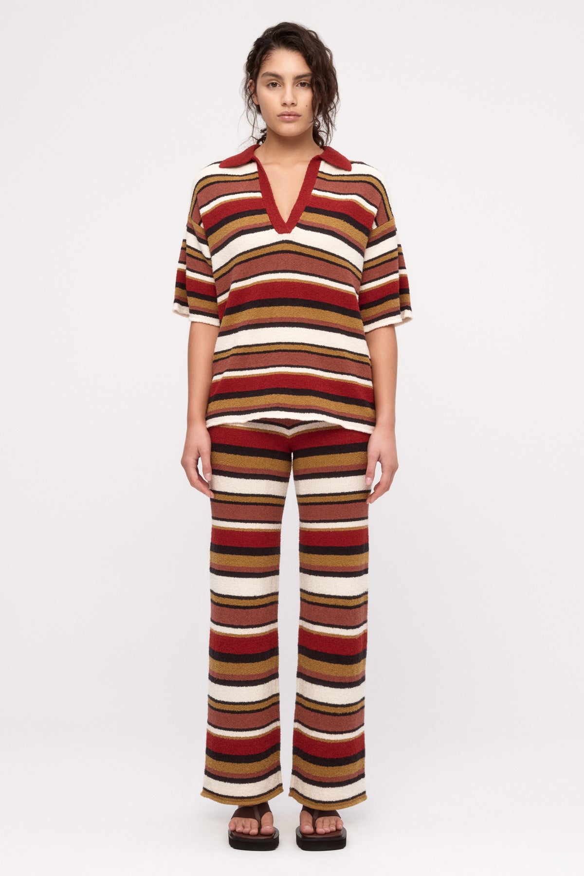 Textured Knit Pant - Earth Stripe