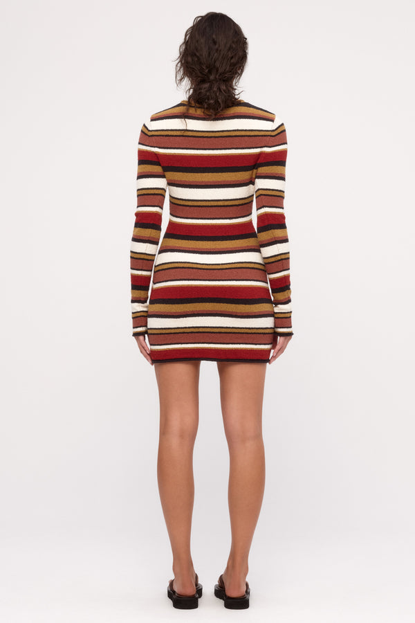 Textured Knit Mini Dress - Earth Stripe