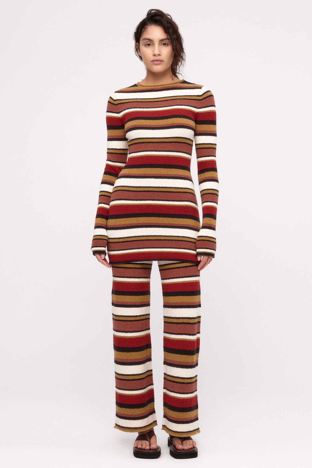 Textured Knit Mini Dress - Earth Stripe