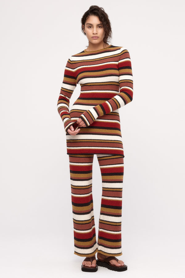 Textured Knit Pant - Earth Stripe