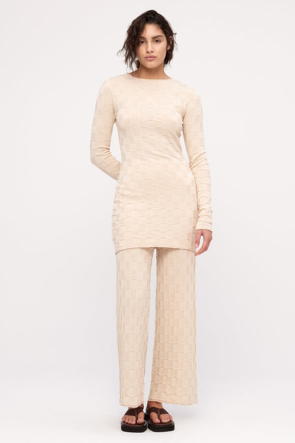 Basketweave Knit Mini Dress - Natural