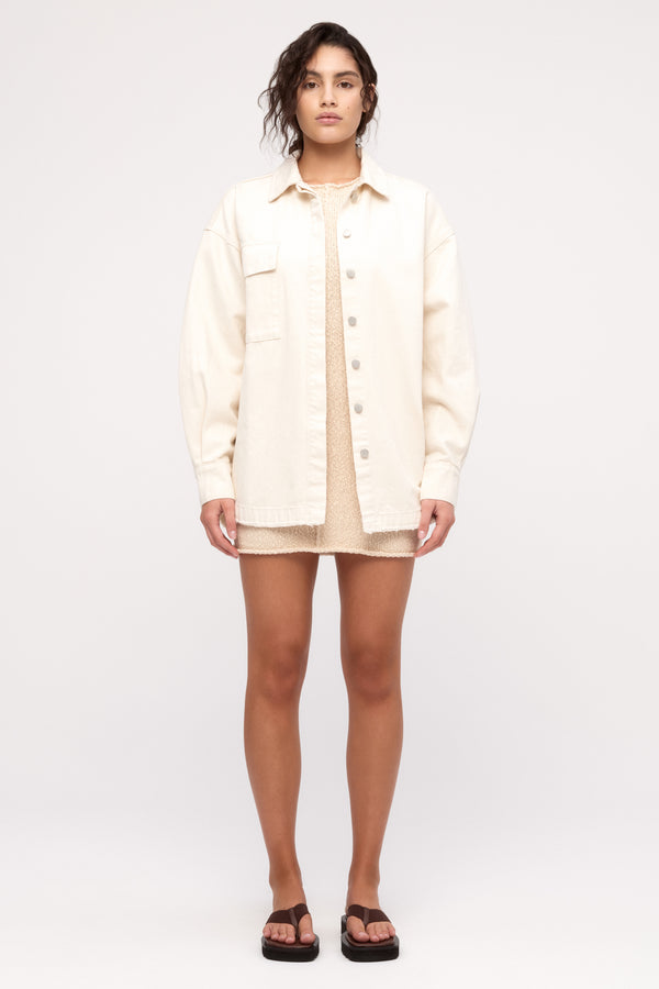 Organic Denim Shirt Jacket - Coconut