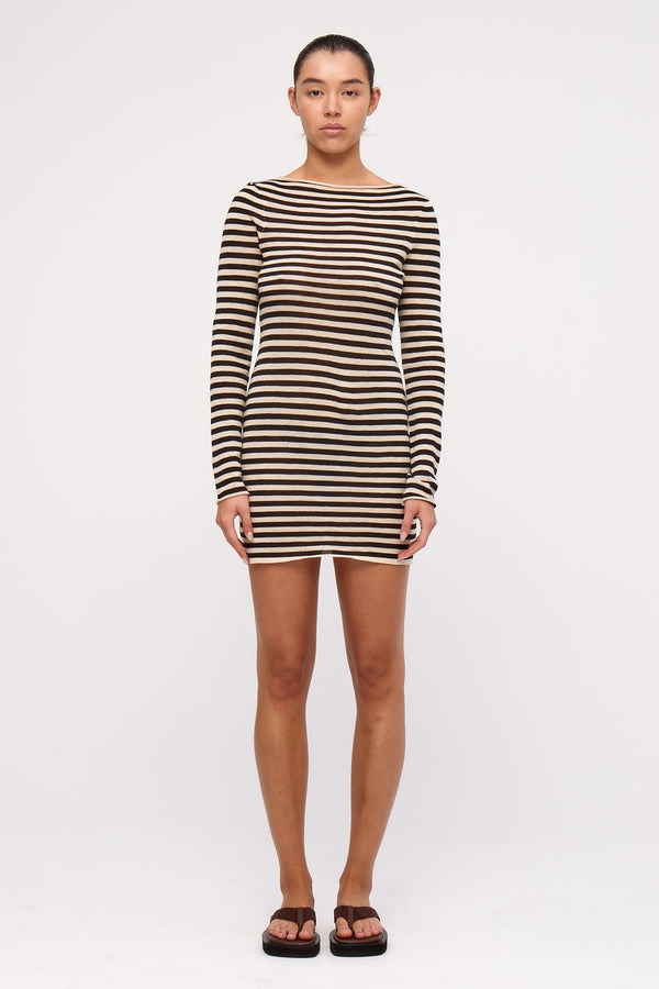 Knit Mini Dress - Black Stripe