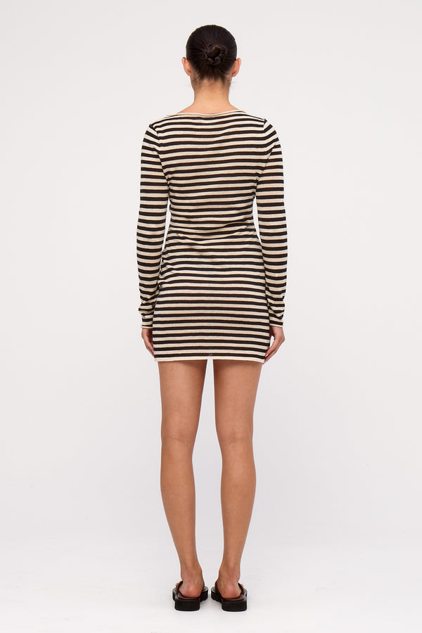 Knit Mini Dress - Black Stripe