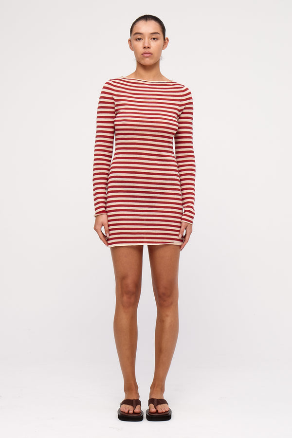 Knit Mini Dress - Red Stripe