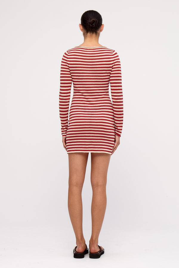 Knit Mini Dress - Red Stripe