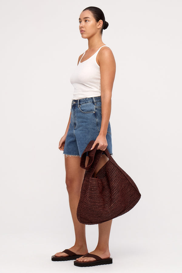 Raffia Tote Bag - Walnut